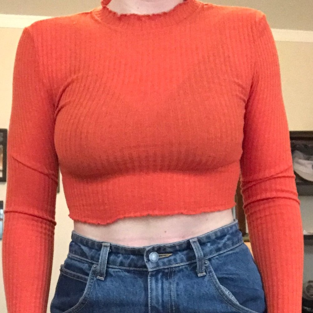 High-Neck Long Sleeve Crop
